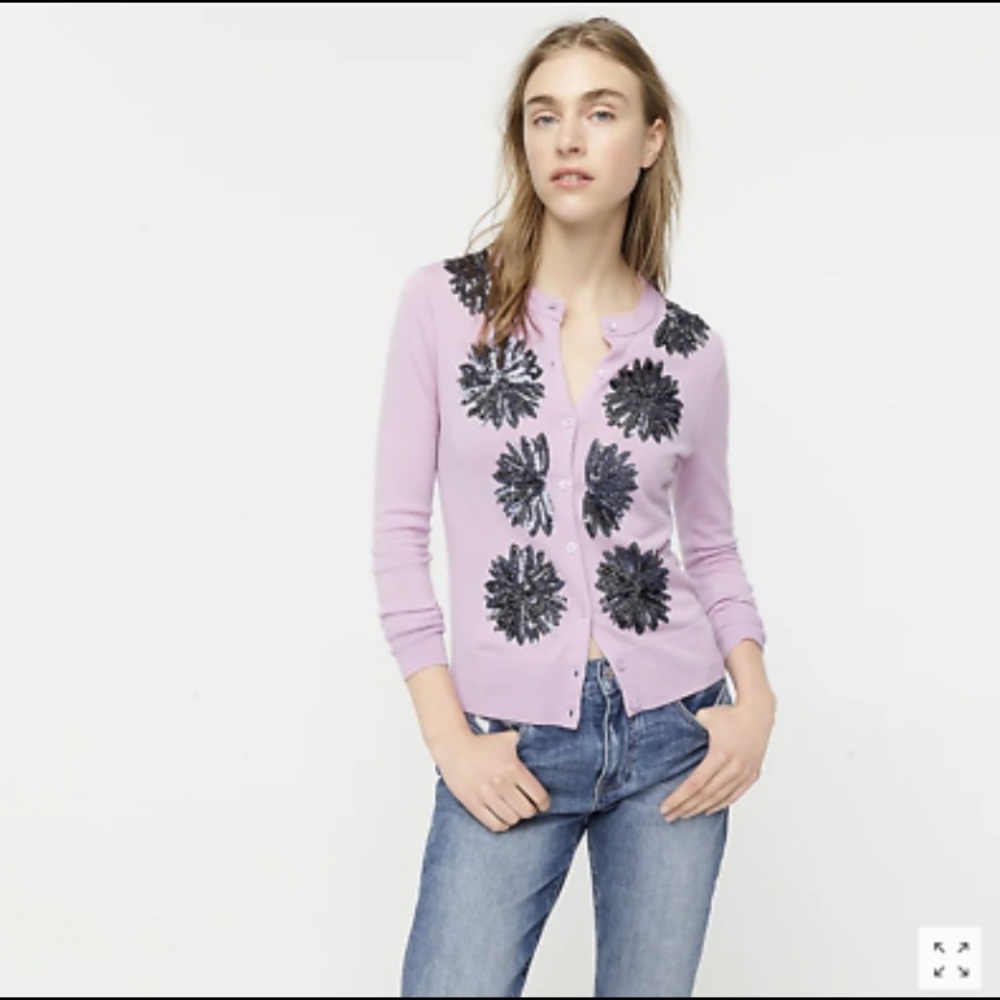 Sequin J.Crew Jackie Cardigan Merino Wool